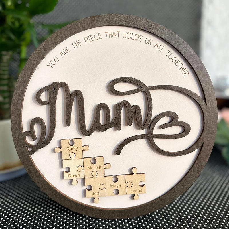 Personalised Name Wooden Puzzle Round Frame Custom Sign mum You Are the Piece That Holds Us Together Gifts for mum
