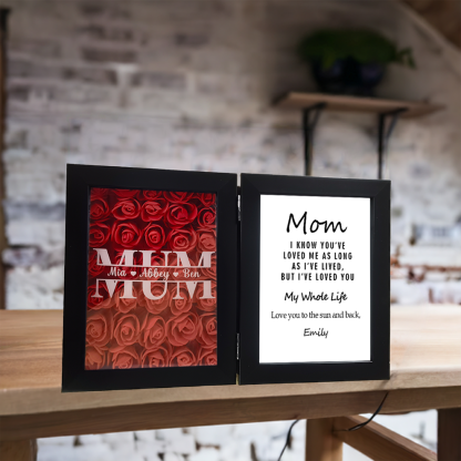 Custom Kids Names Heart Flower Shadow Box Personalised Flower Frame Mothers Day Gifts