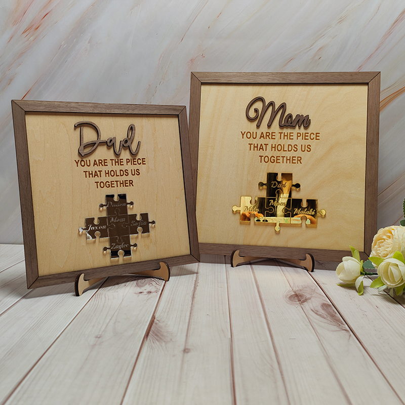 Personalised Name Wooden Puzzle Custom Sign Dad You Are the Piece That Holds Us Together Gifts for Father