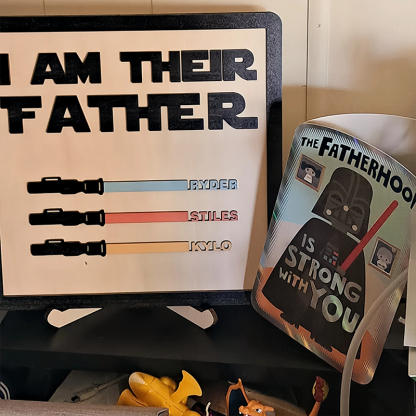 Personalised Wooden Family Sign Custom Kids Name I Am Their Father Wooden Sign Frame Fathers Day Gifts