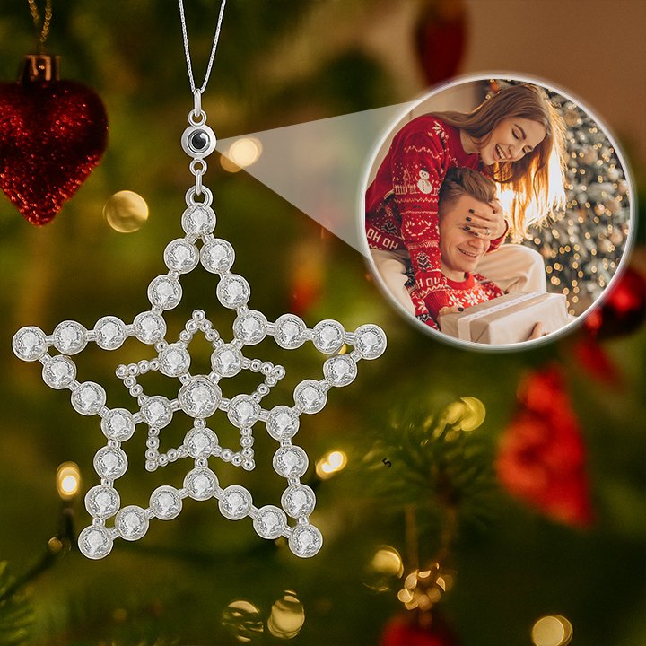 Personalised Photo Projection Snowflake Ornaments with Picture Inside Christmas Tree Decoration Gifts
