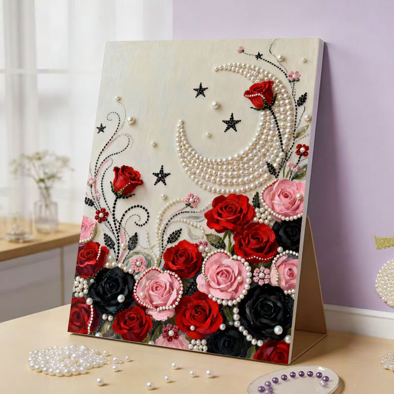 DIY Pink Castle Pearl Painting Kit - Handmade Crystal Diamond Art with Frame Beginner-Friendly Wall Decor Gift for Friends