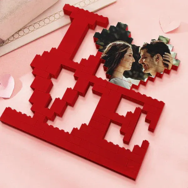 XOXO Custom Building Brick Photo Block Personalised I Love You Puzzle Gift