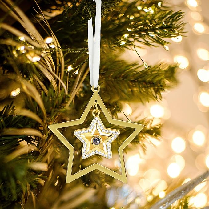 Personalised Christmas Picture Ornament with Custom Photo Projection for Tree Hanging Xmas Gifts