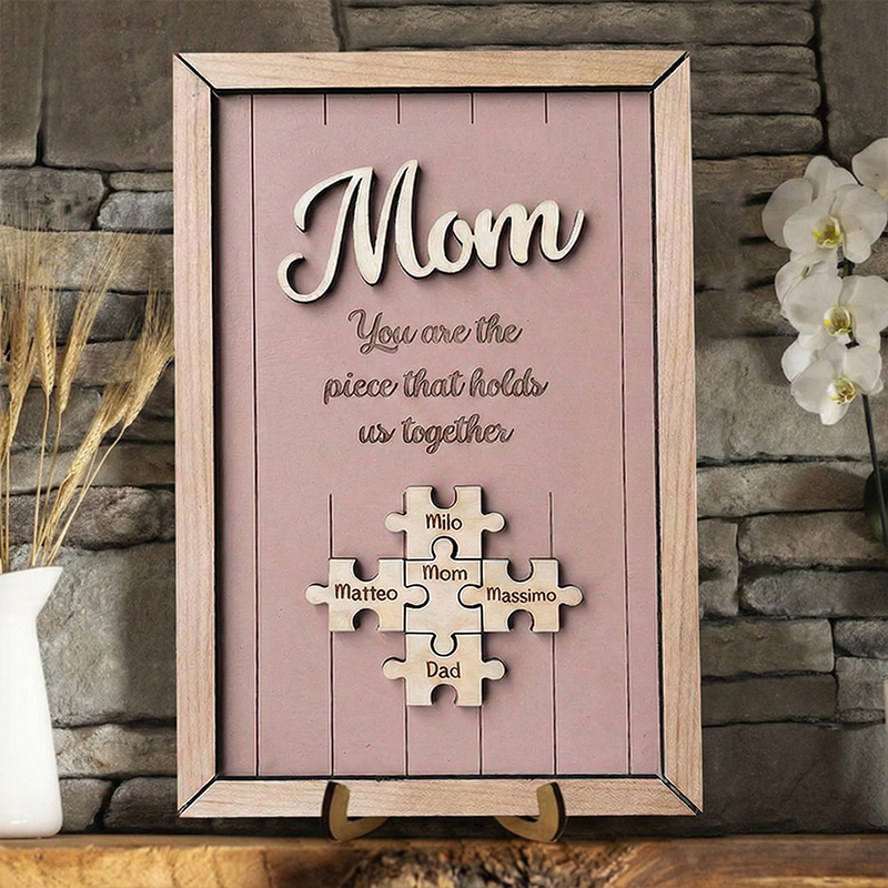Personalised Wooden Puzzle Frame Custom Color Engraved Mom You Are the Piece That Holds Us Together Sign Gifts for Mom