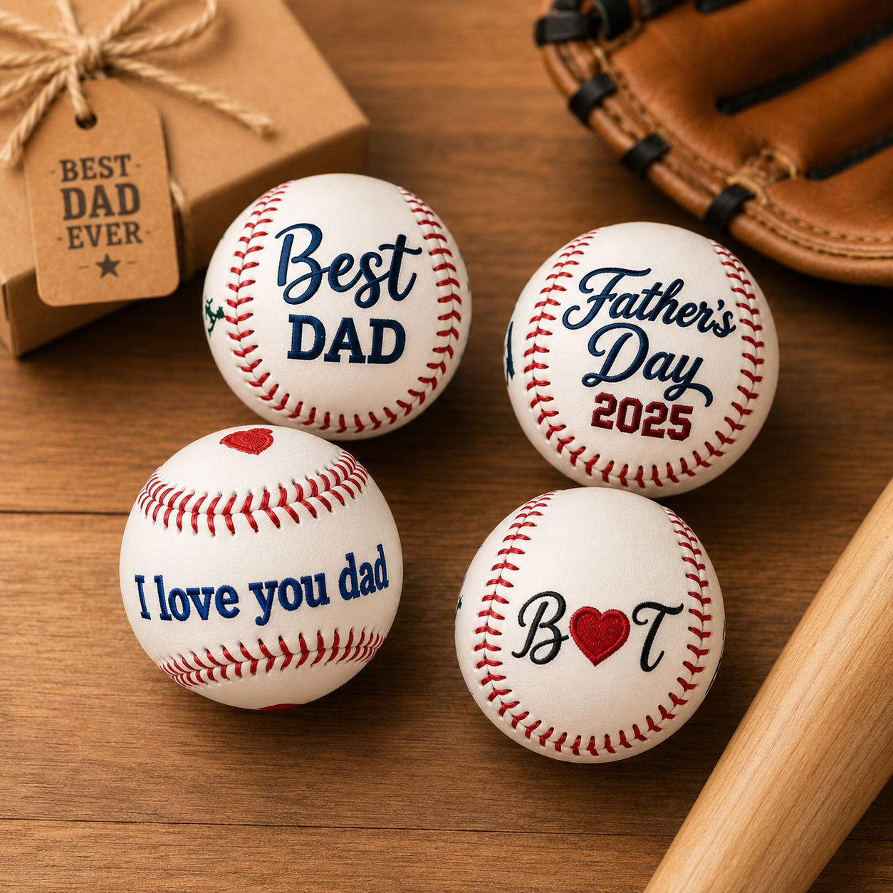 Custom Embroidered Baseball Personalised Keepsake Softball Baseball Gifts Fathers Day Gift from Kids
