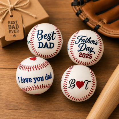 Custom Embroidered Baseball Personalised Keepsake Softball Baseball Gifts Fathers Day Gift from Kids