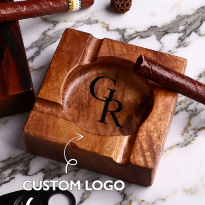 Personalised Cigar Ashtray Engraved Walnut Wooden Cigar Ashtray Cigar Lover Gift