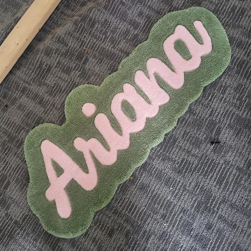Custom Name Tufted Rug Punch Needle Personalised Kids Room Carpet Gift