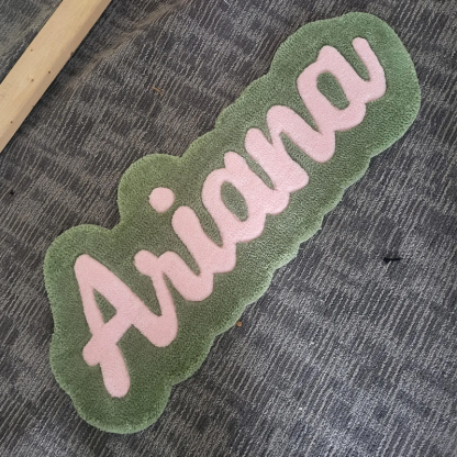 Custom Name Tufted Rug Punch Needle Personalised Kids Room Carpet Gift