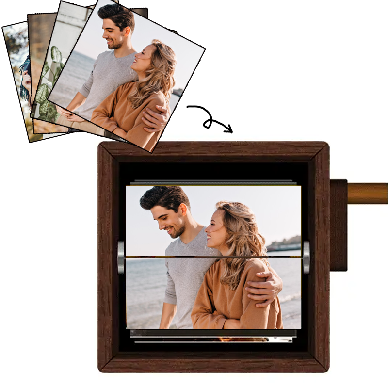 Personalised Flipbook Frame Animation Machine Mechanical Hand Motion Photo Cube Album Anniversary Gift for Couples