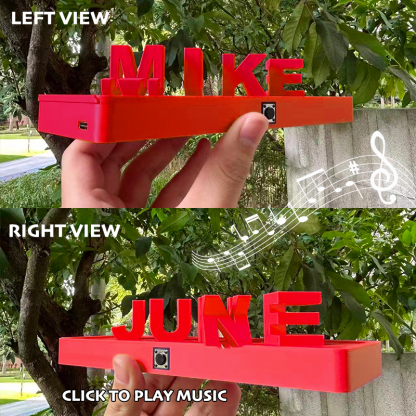 Custom Dual Name and Play Whole Song Illusion Love 3D Printed Personalised Double Flip Music Name Plate Double Sided Words Plate Valentines Gift