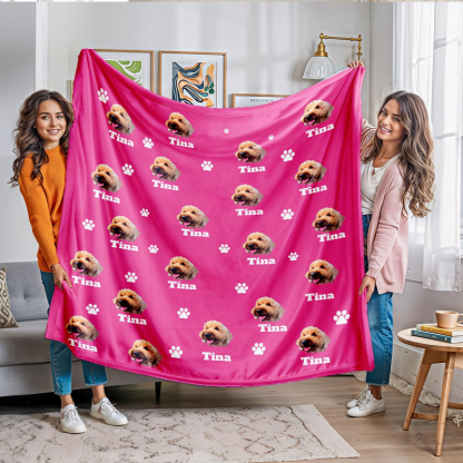 Personalised Pet Photo Blanket Custom Dog Face and Name Blankets Cat Throw Blankets Pet Lover Gifts