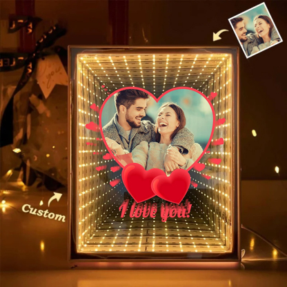 Personalised Couple Photo Love Corridor Custom Picture Mirror Lamp Gift for Couples