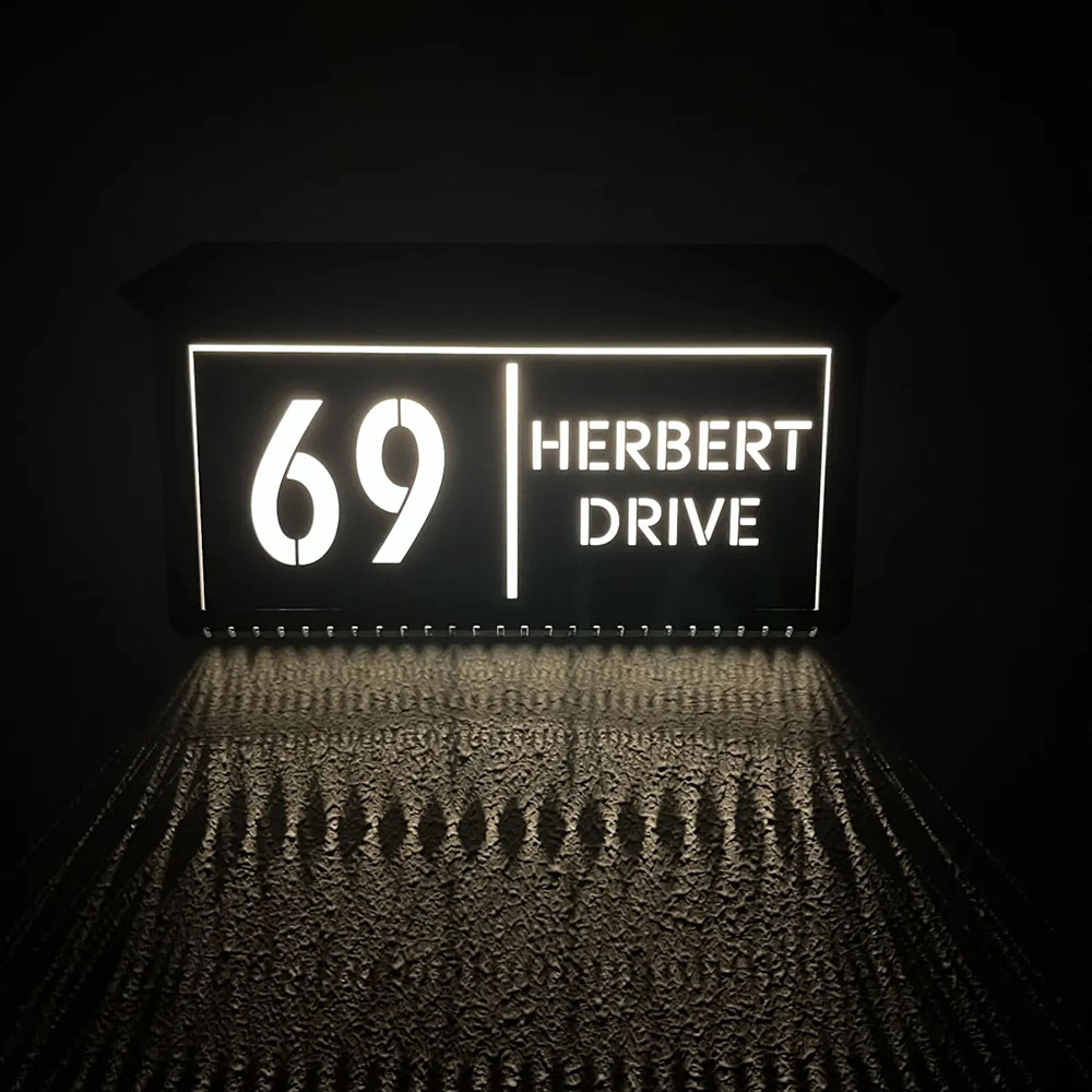 Customized Solar Lighted House Sign Laser Cut Address Plaque with LED Number Waterproof Design