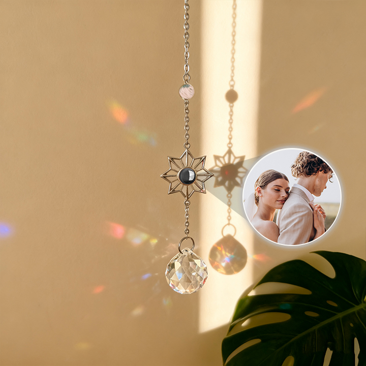 Personalised Sun Photo Sun Catcher Custom Projection Ornaments Gift for Christmas