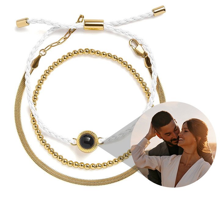 Customized Photo Projection Bracelet Multi-layer Stacking Beaded Braid