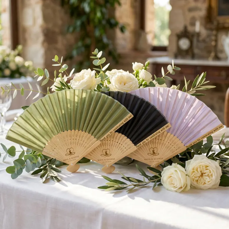 Personalised Folding Fans for Weddings Custom Engraved Hand Fan Bridesmaid Gift Set of 6 Bridal Shower Party Favors