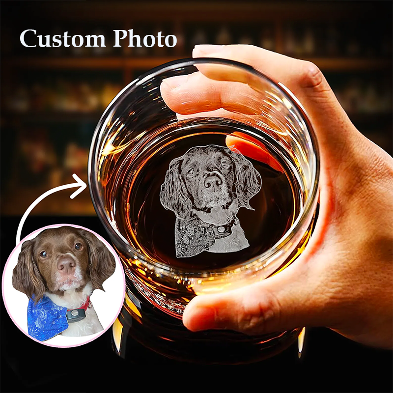 Custom Photo Etched Whiskey Glasses Engrave Your Photo and Handwriting Message on Rock Glass Christmas Gifts