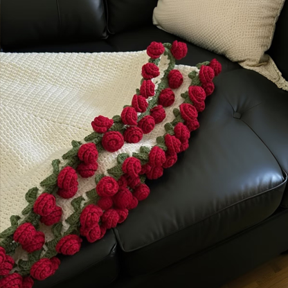 FINISHED Handmade Crochet Flower Throw Blanket Bouquet Rose Bouquet Knitted Bouquet Ready-Made Blanket Mothers Day Gifts
