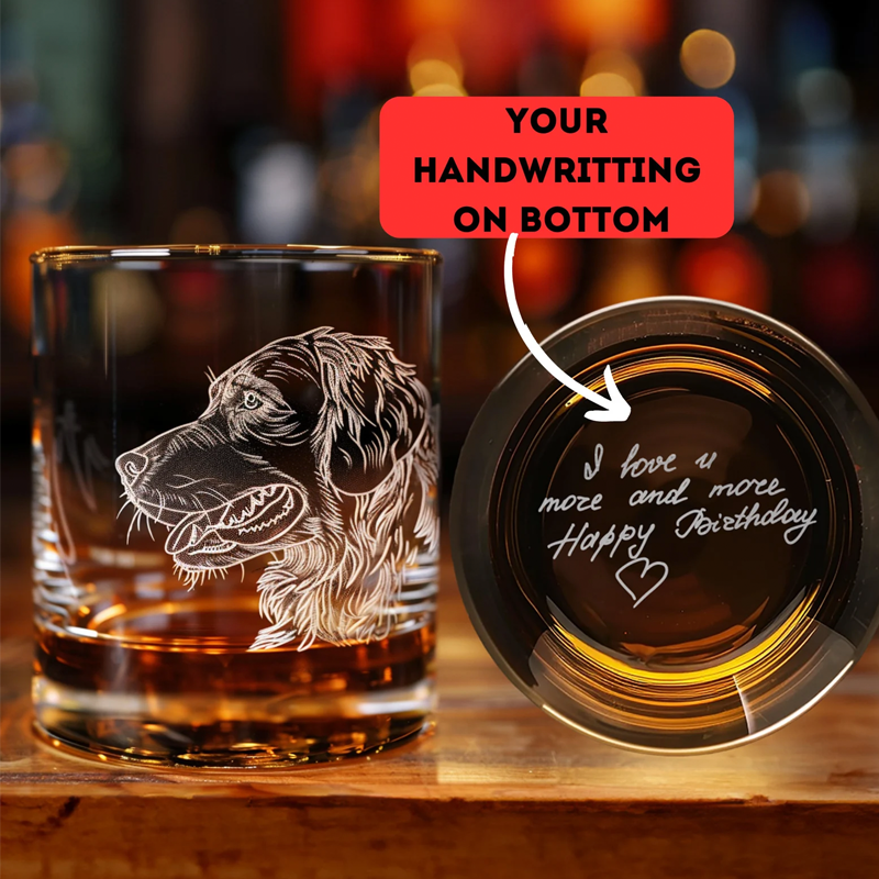 Custom Photo Etched Whiskey Glasses Engrave Your Photo and Handwriting Message on Rock Glass Christmas Gifts