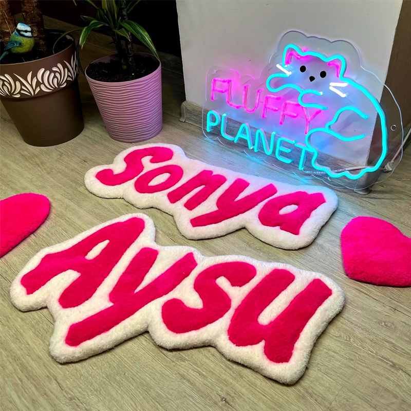 Custom Name Tufted Rug Punch Needle Personalised Kids Room Carpet Gift