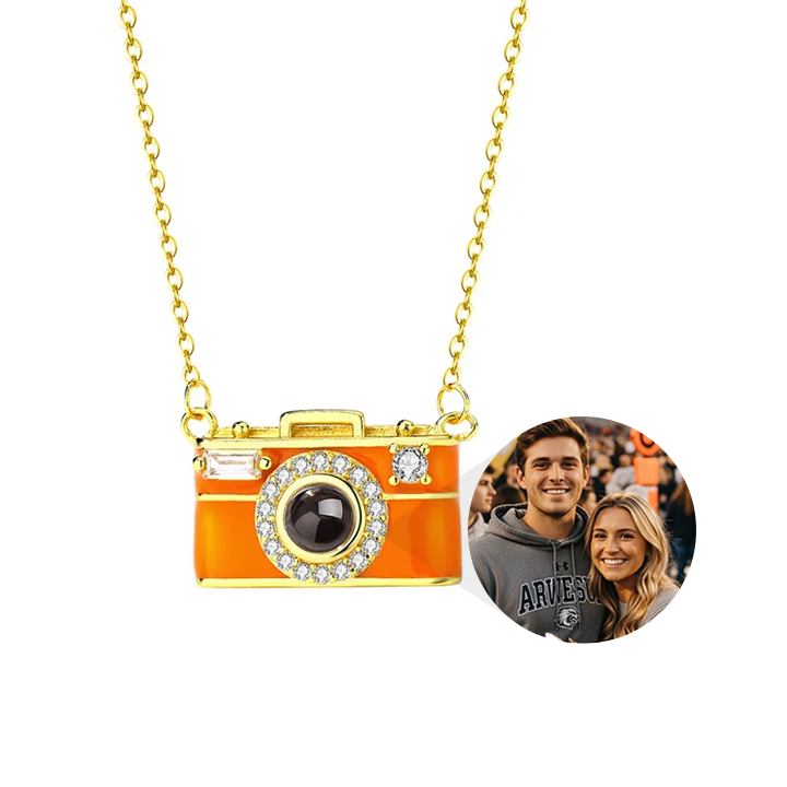 Custom Photo Projection Necklace for Women - Personalised Picture Pendant Jewelry Camera View Anniversary Birthday Gift for Women