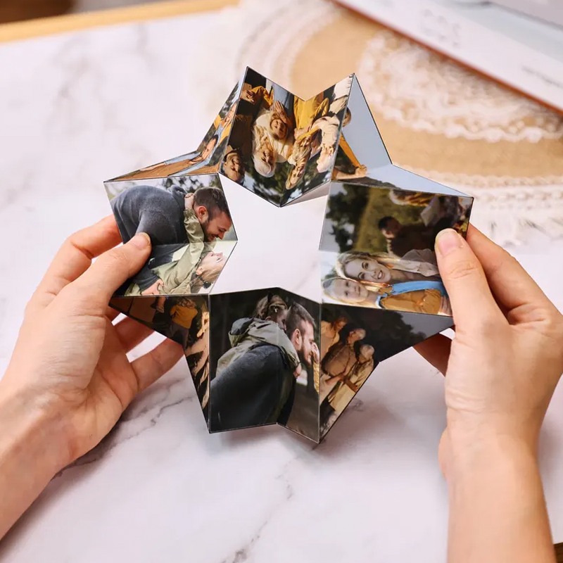 Personalised Wooden Photo Prisma Cube 15 Photos Folding Photo Rubic's Cube Valentines Day Gift Anniversary Gift