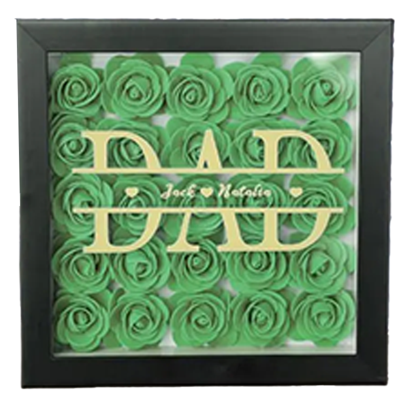 Personalised Flower Shadow Box Custom 1-5 Names Rose Frame Fathers Day