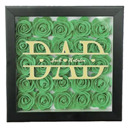 Personalised Flower Shadow Box Custom 1-5 Names Rose Frame Fathers Day Gift for Dad