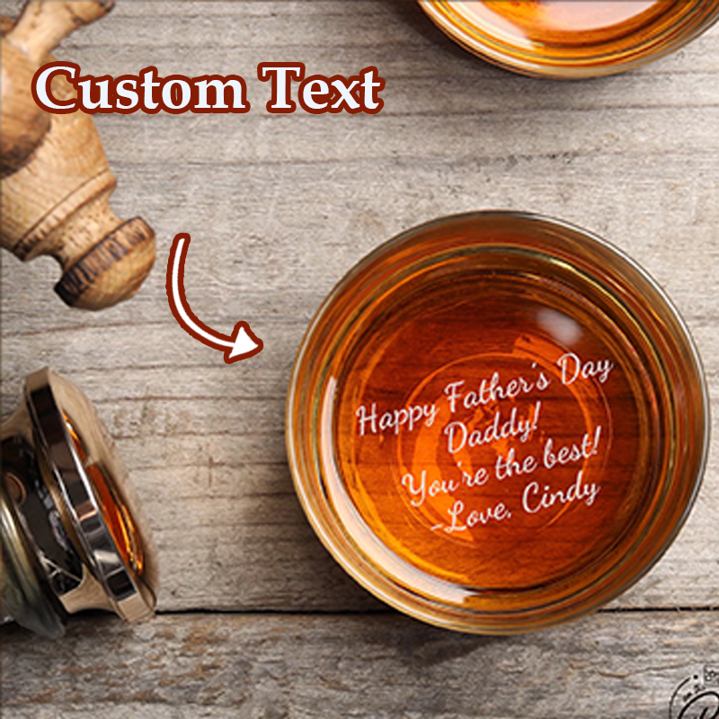 Personalised Photo Whiskey Glass Your Text or Logo Custom Gift Message for Whiskey Lovers Bottom Engraved Glasses