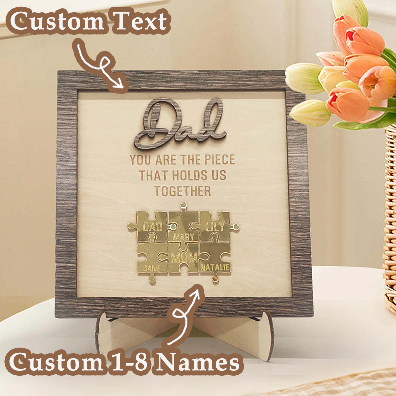 Personalised Name Wooden Puzzle Custom Sign Dad You Are the Piece That Holds Us Together Gifts for Father