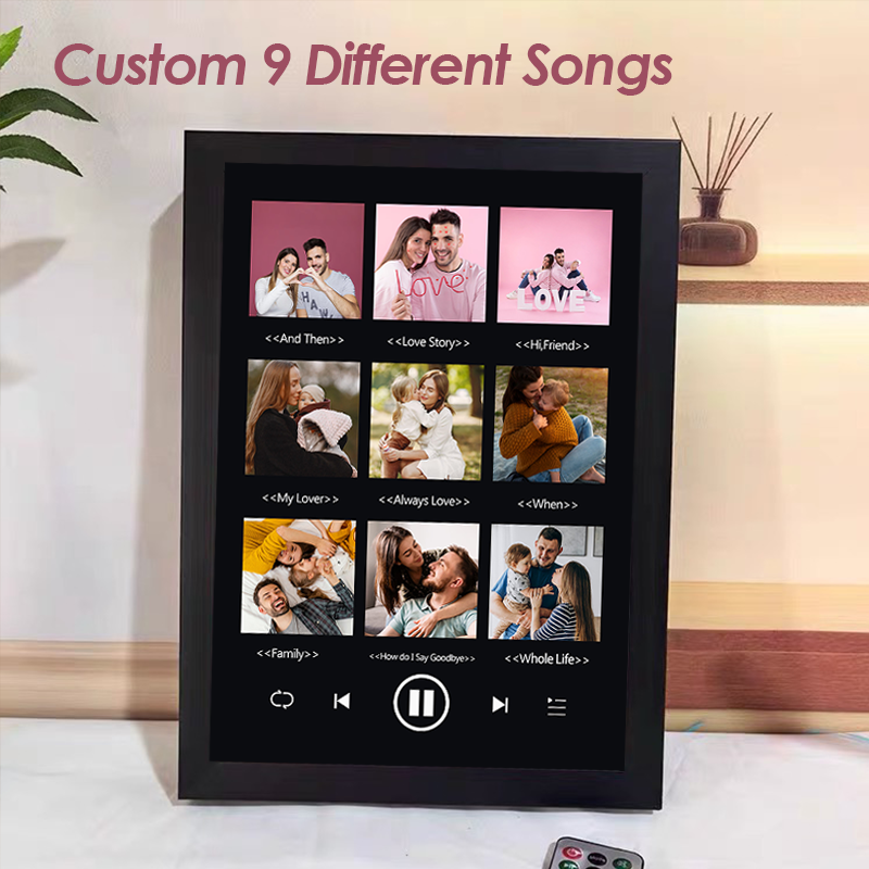 Custom Nine Songs Picture Frames Night Light with Personalised Photo Music Player (can play nine whole song)