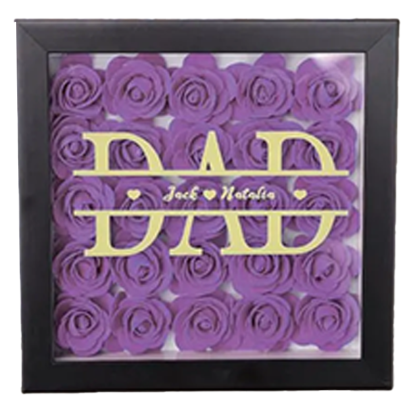 Personalised Flower Shadow Box Custom 1-5 Names Rose Frame Fathers Day Gift for Dad