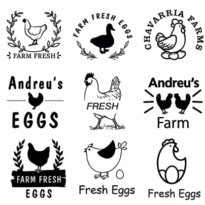 Personalised Egg Stamp Custom Multiple Sizes Chicken Silhouette Hens Egg Safe Label Text with Food-Grade Ink Gifts for Chicken Lovers and Owners