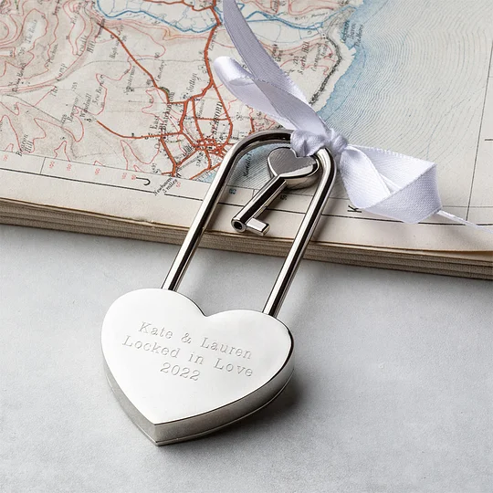 Custom Love Lock Personalised Padlock with Key Luggage Elegant Couples Wishing Lock for Valentines Day Gift