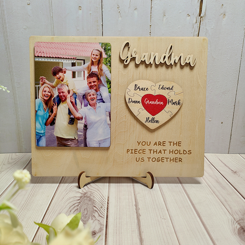 Personalised Heart Photo and Name Wooden Puzzle Custom Sign Mother's D