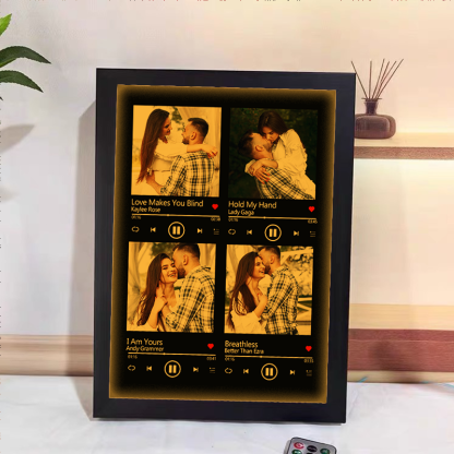 Custom Nine Songs Picture Frames Night Light with Personalised Photo Music Player (can play nine whole song)