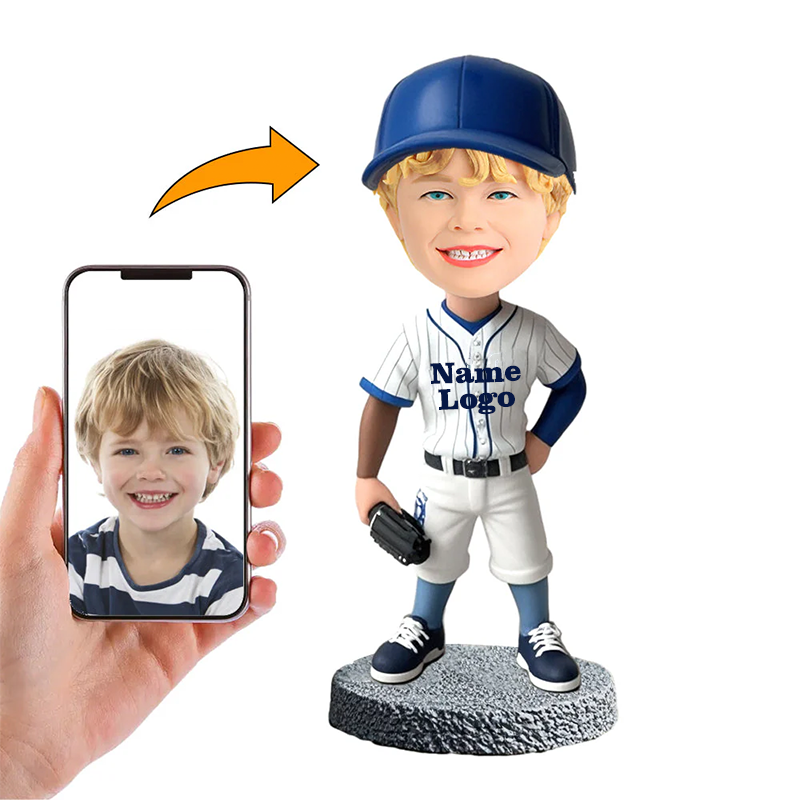 Handmade Kid Baseball Enthusiast Custom Bobbleheads with Name or Logo Customized