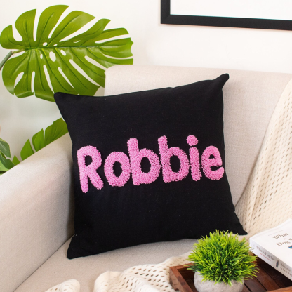 Handcraft Custom Embroidered Name Pillow with Punch Needle Newborn Baby Name Pillowcase Dorm Pillow with Name Dorm Gifts