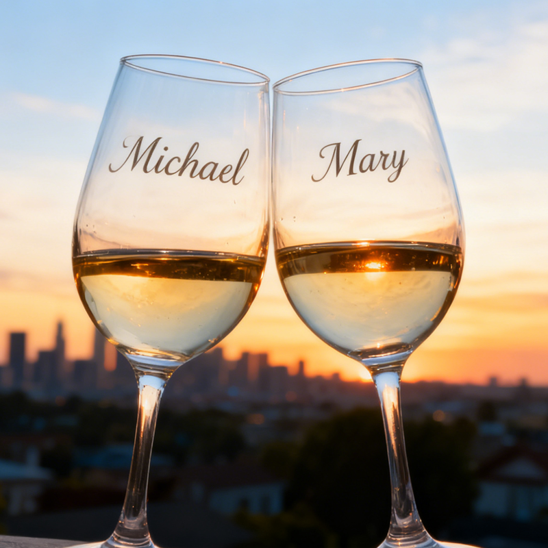 Custom Etched Logo and Message Laser Engraved Wine Glass Personalised Photo and Text Glass Corporate Gift