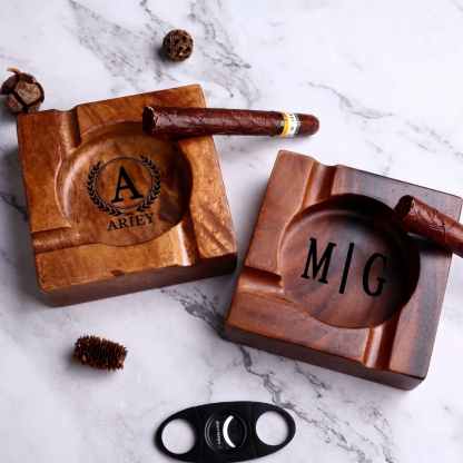 Personalised Cigar Ashtray Engraved Walnut Wooden Cigar Ashtray Cigar Lover Gift