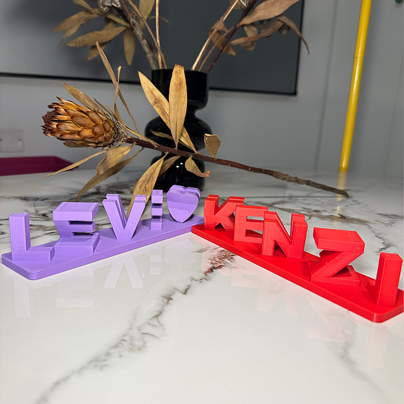 Personalised Dual Name Illusion Love 3D Printed Custom Name Plate Customized Double Sided Words Plate Best Valentines Gift