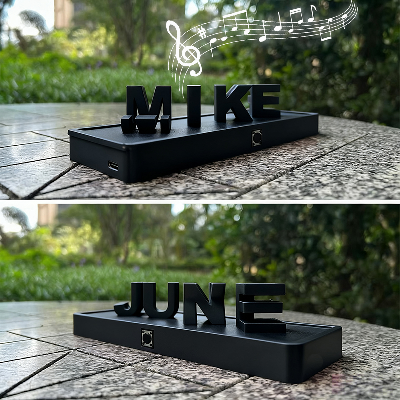 Custom Dual Name and Play Whole Song Illusion Love 3D Printed Personalised Double Flip Music Name Plate Double Sided Words Plate Valentines Gift