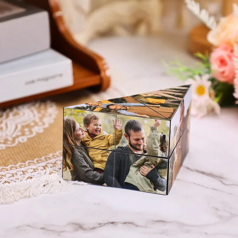 Personalised Wooden Photo Prisma Cube 15 Photos Folding Photo Rubic's Cube Valentines Day Gift Anniversary Gift
