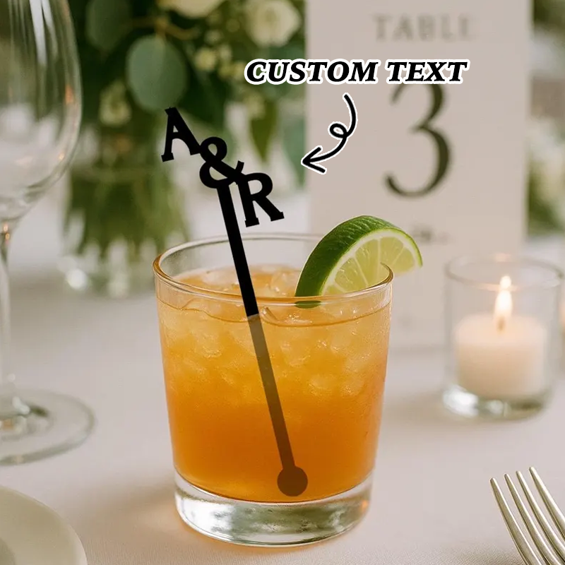 Custom Drink Stirrers Personalised Name Monogram Wedding Cocktail Stir Sticks Wedding Party Favors