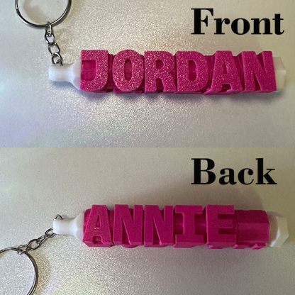 Personalised 3D Printed Name Keychain Custom Text Key Ring  Name Tags for School Bags Unique Gifts for Kids