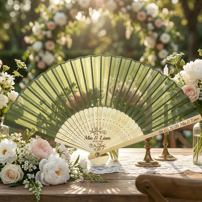 Personalised Folding Fans for Weddings Custom Engraved Hand Fan Bridesmaid Gift Set of 6 Bridal Shower Party Favors