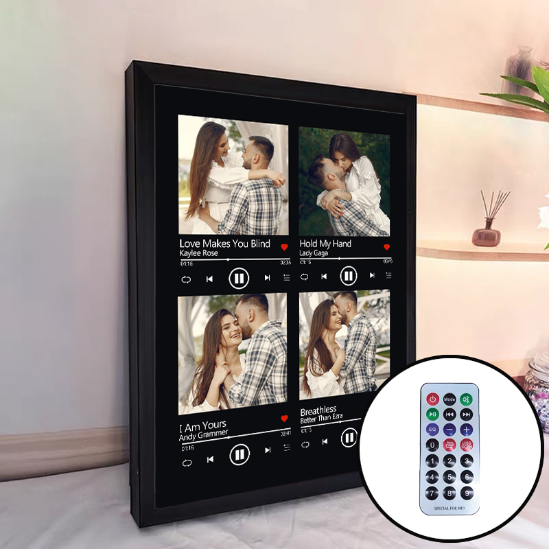 Custom Nine Songs Picture Frames Night Light with Personalised Photo Music Player (can play nine whole song)