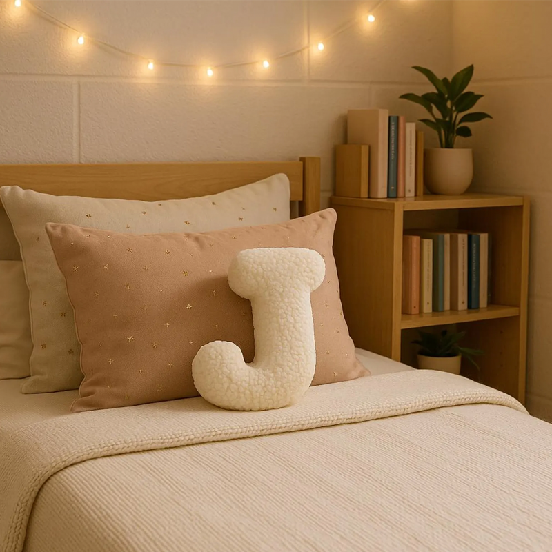 Personalised Alphabet Letter Pillow Embroidered Initial Cushion Nursery Decor Soft Sherpa Dorm Bed Pillow Baby Shower Gift